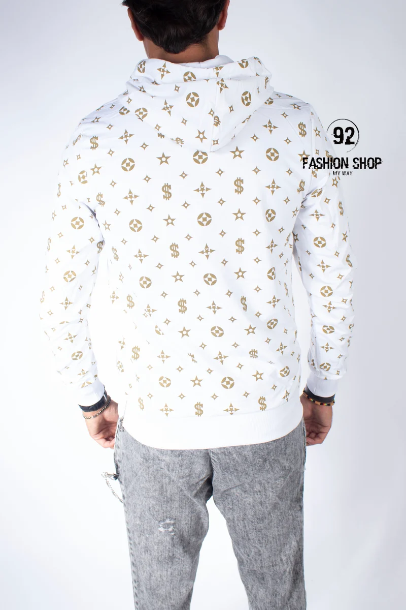 FELPA UOMO CON CAPPUCCIO ART.MONEY BIANCA ART. FE44