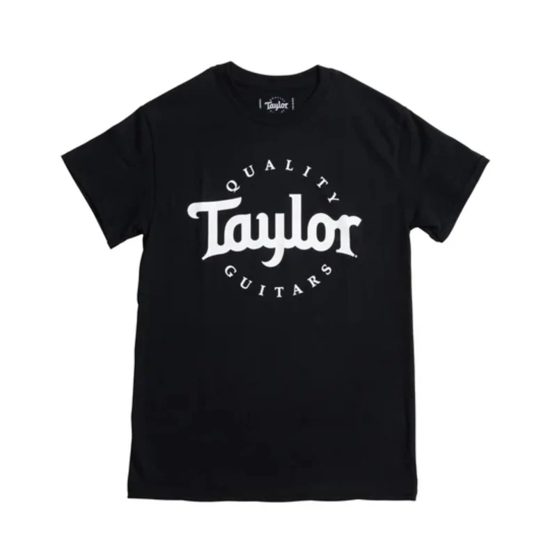 Taylor Men's Basic Black Logo T-Shirt (Black w/ White Logo) - Medium