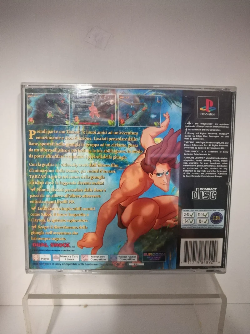 DISNEY TARZAN PS1 (versione italiana)(usato garantito)(manca la copertina d'avanti)