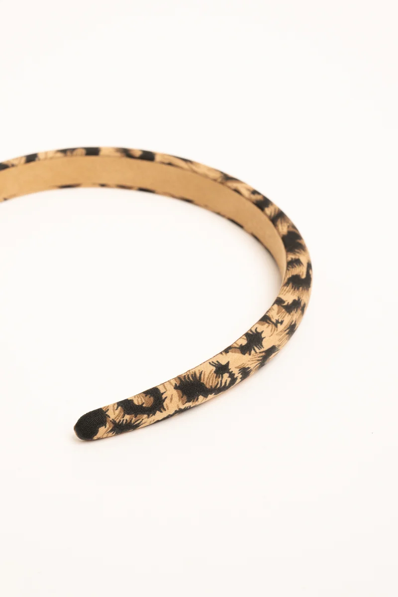 Cerchietto a stampa animalier beige