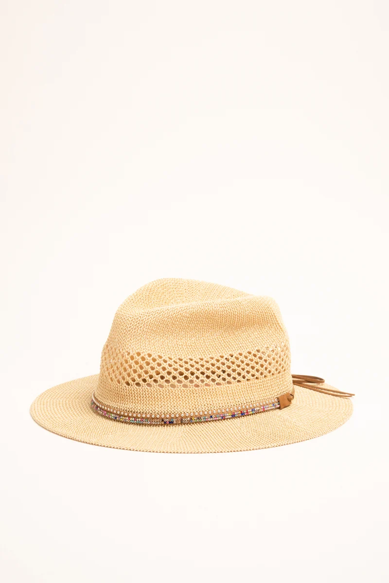 Cappello paglia con perline