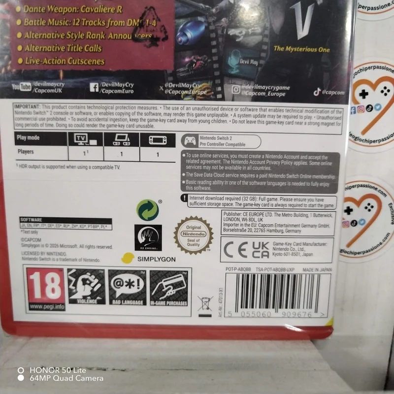 Devil May Cry 5 Devil Hunter Edition Nintendo Switch 2 GAME-KEY CARD