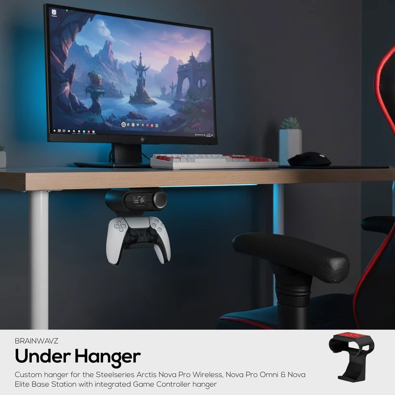 Supporto da scrivania e gancio per controller di gioco per SteelSeries Arctis Nova Pro Wireless, Nova Pro Omni e Nova Elite Base Station.