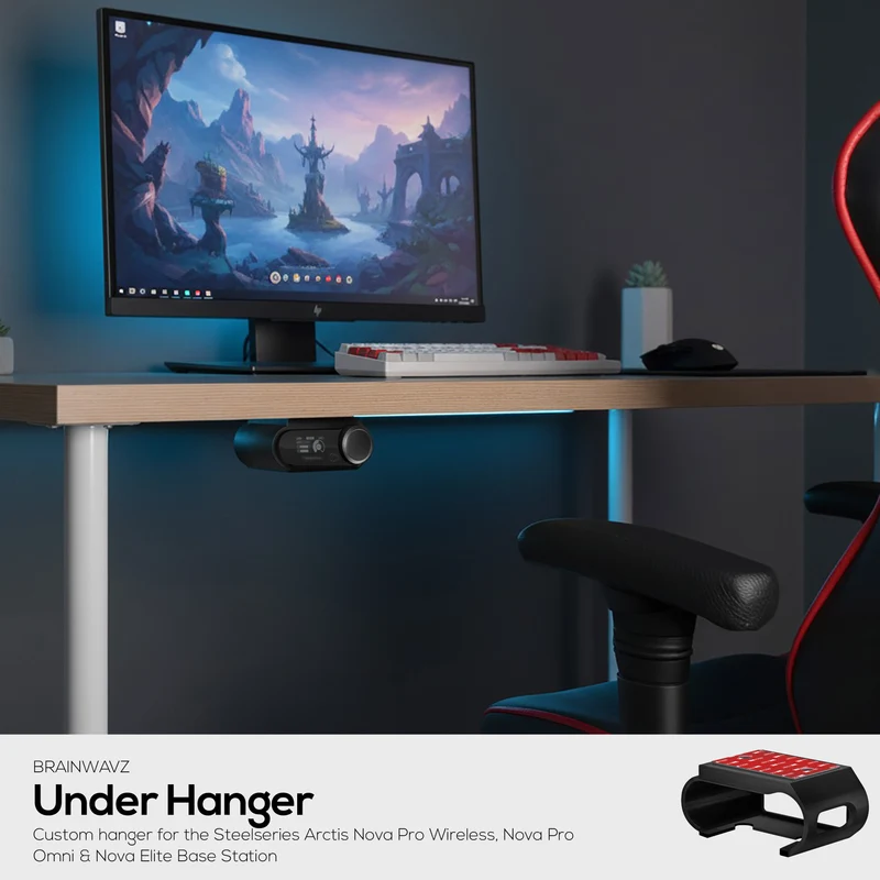 Supporto da tavolo per SteelSeries Arctis Nova Pro Wireless, Nova Pro Omni e stazione base Nova Elite: fissaggio sicuro, installazione semplice con viti o nastro VHB.