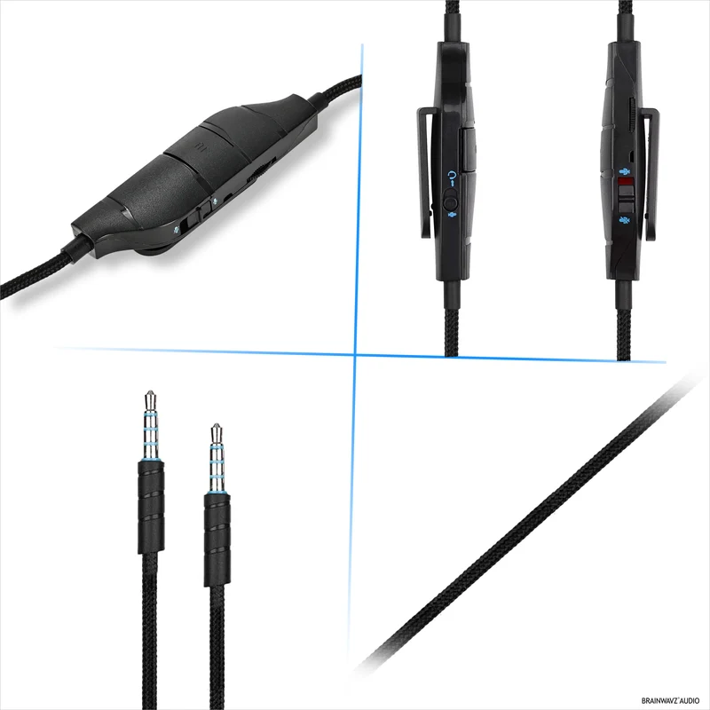 Cavo audio sostitutivo compatibile con Logitech G633, G635, G933, G935 – Microfono/telecomando in linea con controllo del volume e disattivazione dell'audio – Cavo per cuffie da gioco intrecciato in nylon