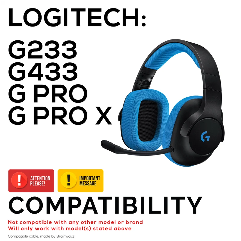 Cavo audio sostitutivo compatibile con Logitech G Pro, G Pro X, G433, G233 – Telecomando in linea con controllo del volume e disattivazione dell'audio