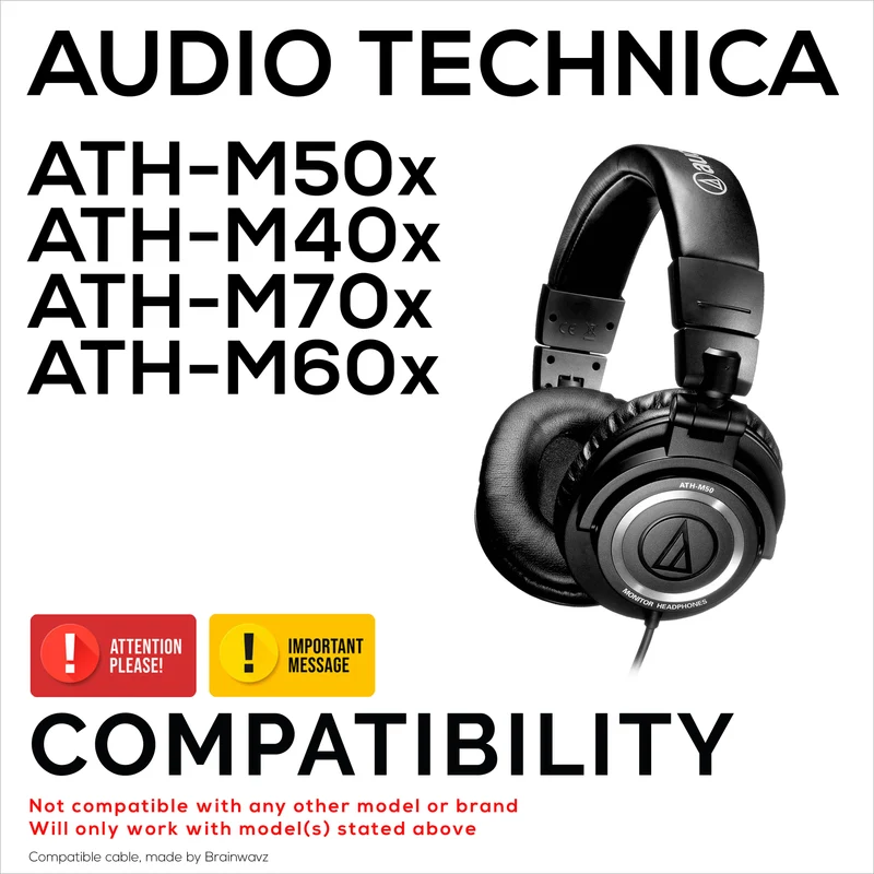Cavo audio sostitutivo a spirale compatibile con Audio-Technica ATH-M50x, M40x, M70x, M60x - Jack placcati in oro da 2.5 mm a 3.5 mm con adattatore da 6.5 ​​mm