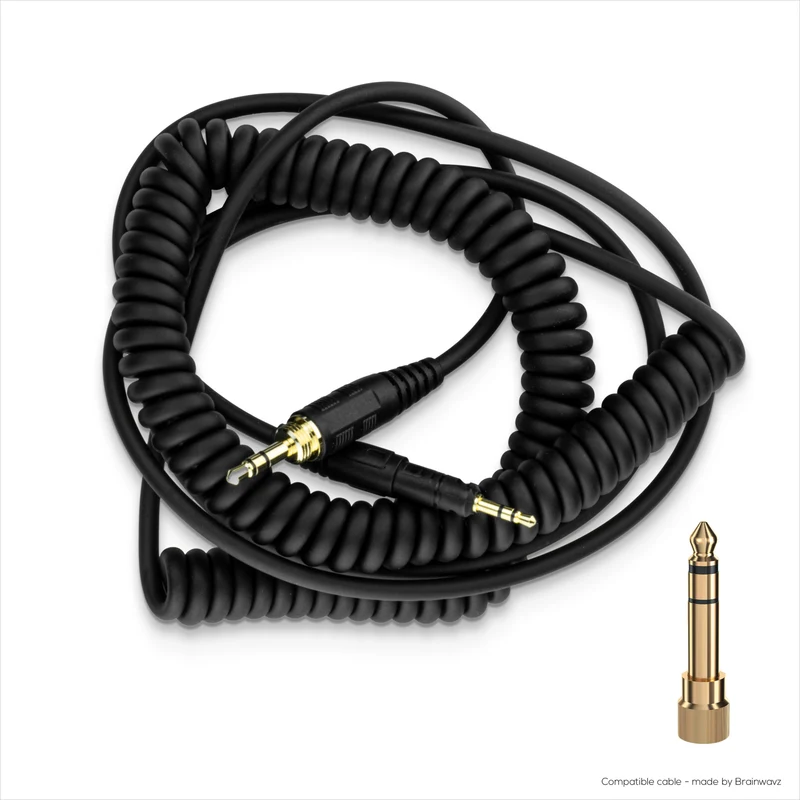 Cavo audio sostitutivo a spirale compatibile con Audio-Technica ATH-M50x, M40x, M70x, M60x - Jack placcati in oro da 2.5 mm a 3.5 mm con adattatore da 6.5 ​​mm