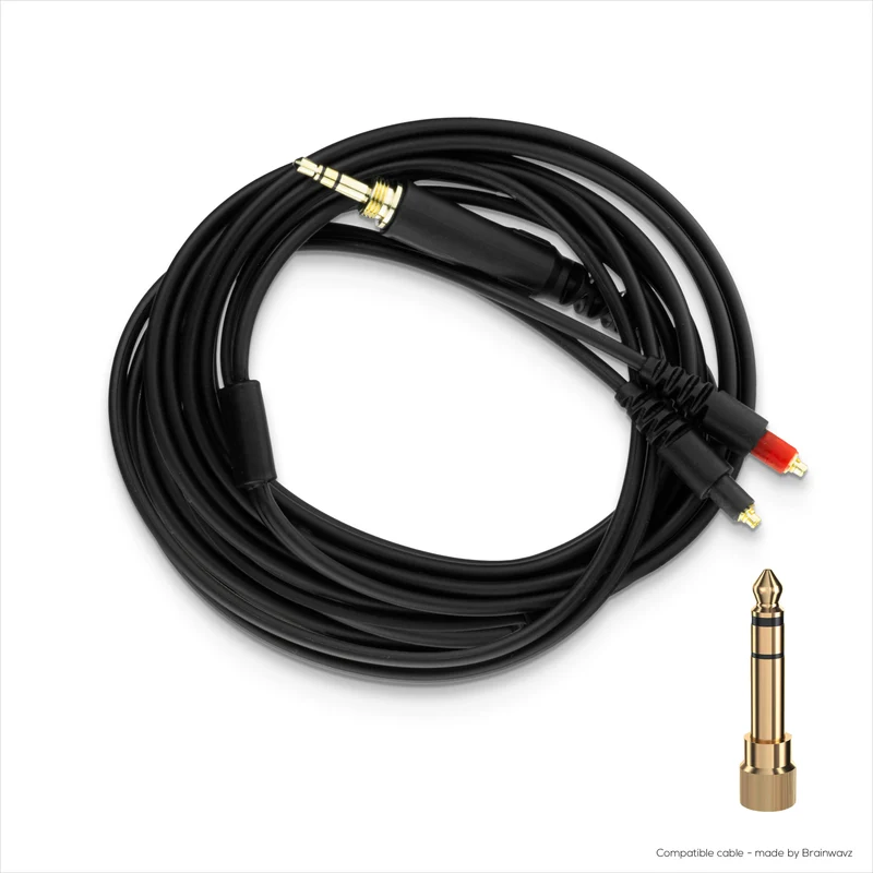 Cavo audio sostitutivo compatibile con le cuffie Shure SRH1440, SRH1540, SRH1840 – Connettori placcati in oro da MMCX a 3.5 mm con adattatore da 6.5 ​​mm