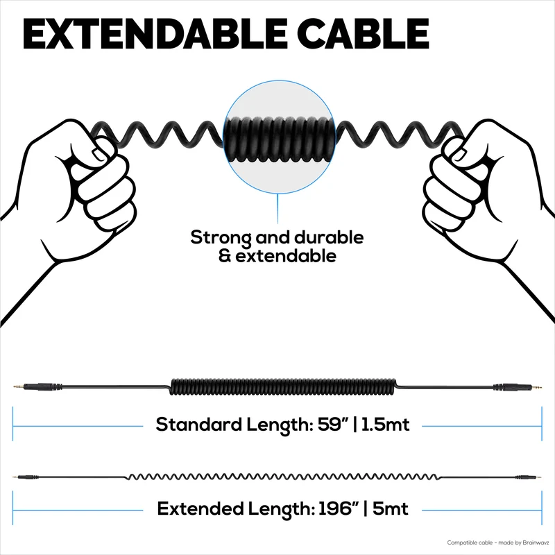 Cavo audio sostitutivo a spirale compatibile con Sony WH-1000XM5, 1000XM4, 1000XM3, 1000XM2, XB910N, CH700N, CH710N, MDR-XB950BT, XB950N1, 1000X