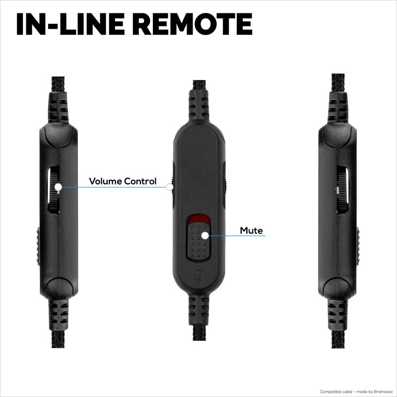 Cavo audio sostitutivo compatibile con le cuffie Kingston HyperX Cloud Mix e Cloud Alpha – Telecomando in linea con controllo del volume e disattivazione dell'audio – Cavo intrecciato in nylon con connettori placcati in oro