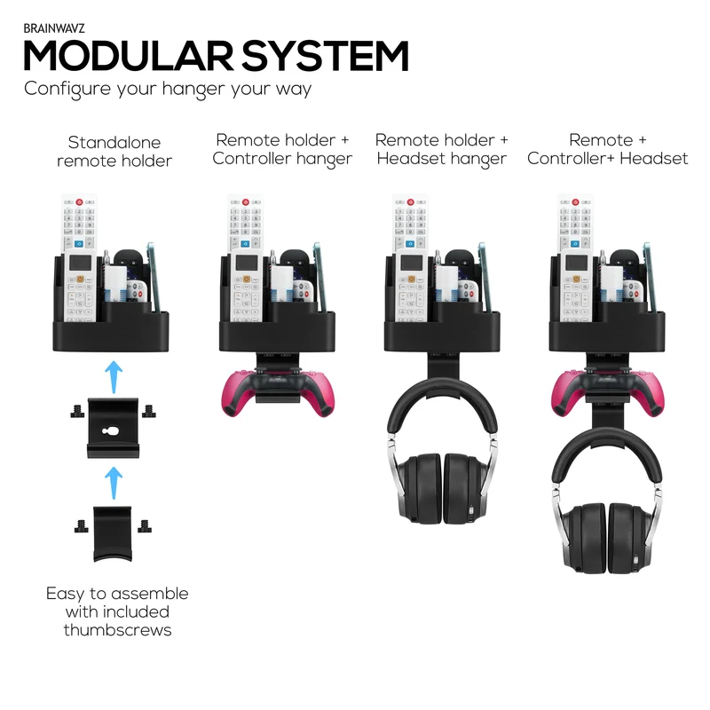 Organizer da parete per telecomando e giochi – Supporto per telecomando/cellulare con ganci rimovibili per cuffie e controller