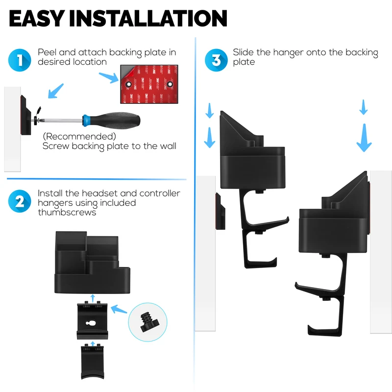 Organizer da parete per telecomando e giochi – Supporto per telecomando/cellulare con ganci rimovibili per cuffie e controller