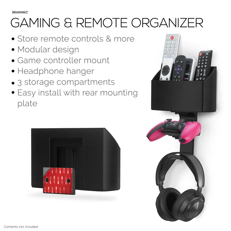 Supporto per telecomando TV e organizer per giochi a parete – Supporto per telecomando con ganci per cuffie e controller rimovibili