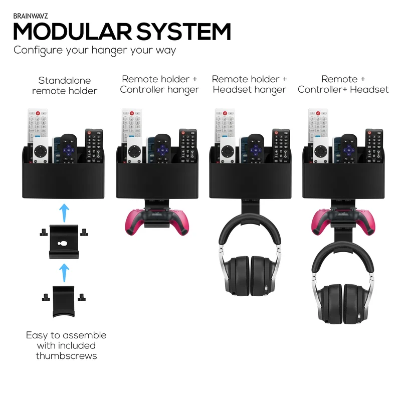 Supporto per telecomando TV e organizer per giochi a parete – Supporto per telecomando con ganci per cuffie e controller rimovibili