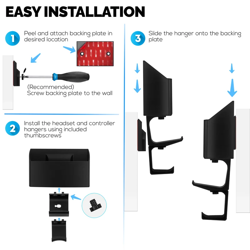 Supporto per telecomando TV e organizer per giochi a parete – Supporto per telecomando con ganci per cuffie e controller rimovibili