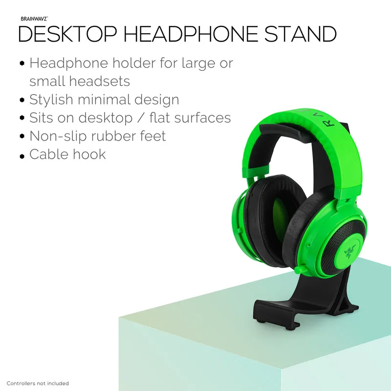 Supporto per cuffie da tavolo - Supporto curvo con base antiscivolo e gestione dei cavi - Compatibile con SteelSeries, Sennheiser, Razer, Bose, Sony e altri