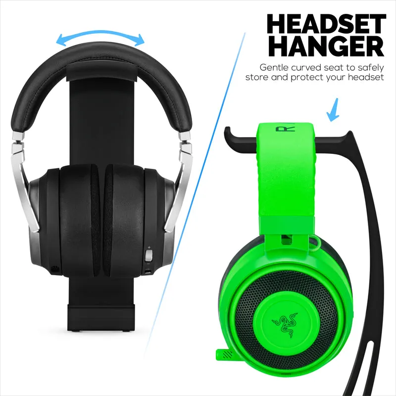 Supporto per cuffie da tavolo - Supporto curvo con base antiscivolo e gestione dei cavi - Compatibile con SteelSeries, Sennheiser, Razer, Bose, Sony e altri