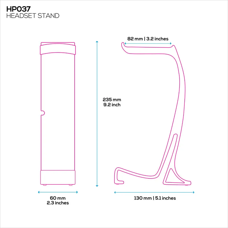 Supporto per cuffie da tavolo - Supporto curvo con base antiscivolo e gestione dei cavi - Compatibile con SteelSeries, Sennheiser, Razer, Bose, Sony e altri