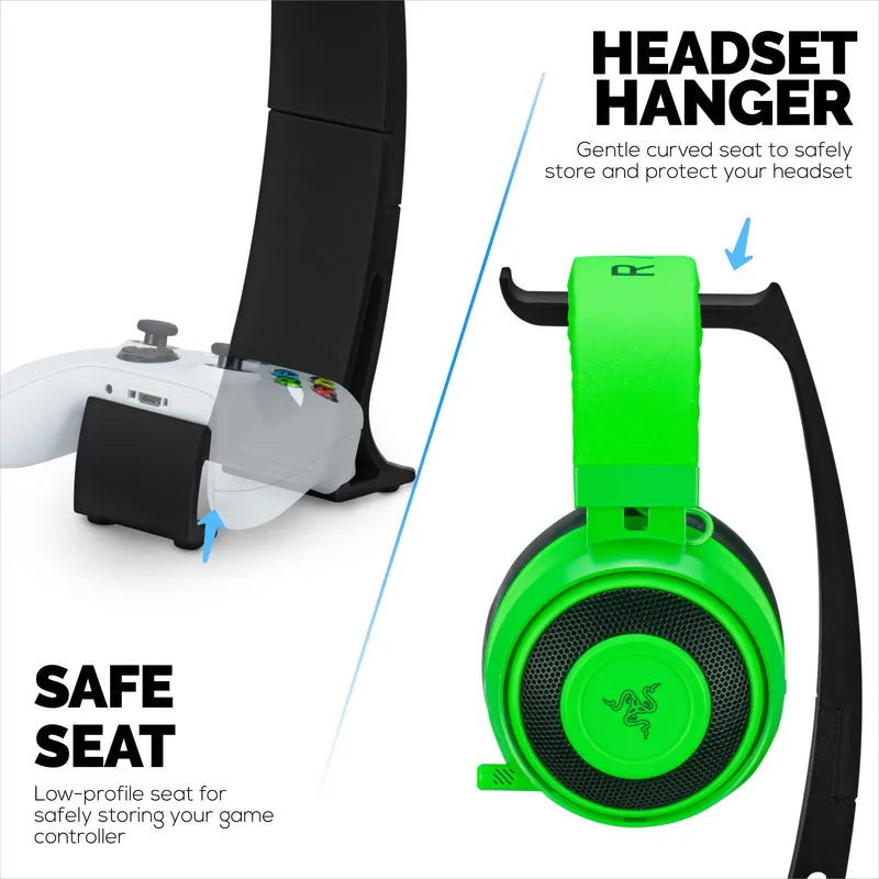 Supporto per cuffie e supporto per controller di gioco: elegante supporto per cuffie e supporto per gamepad per Xbox, PlayStation, Nintendo, Legacy, Retro e altro