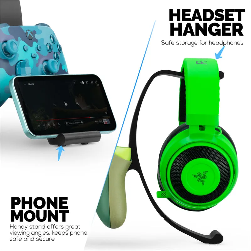 Supporto per controller da tavolo e cuffie - Design elegante e minimalista a onda per PS5, Xbox, Switch, PC e gamepad retrò