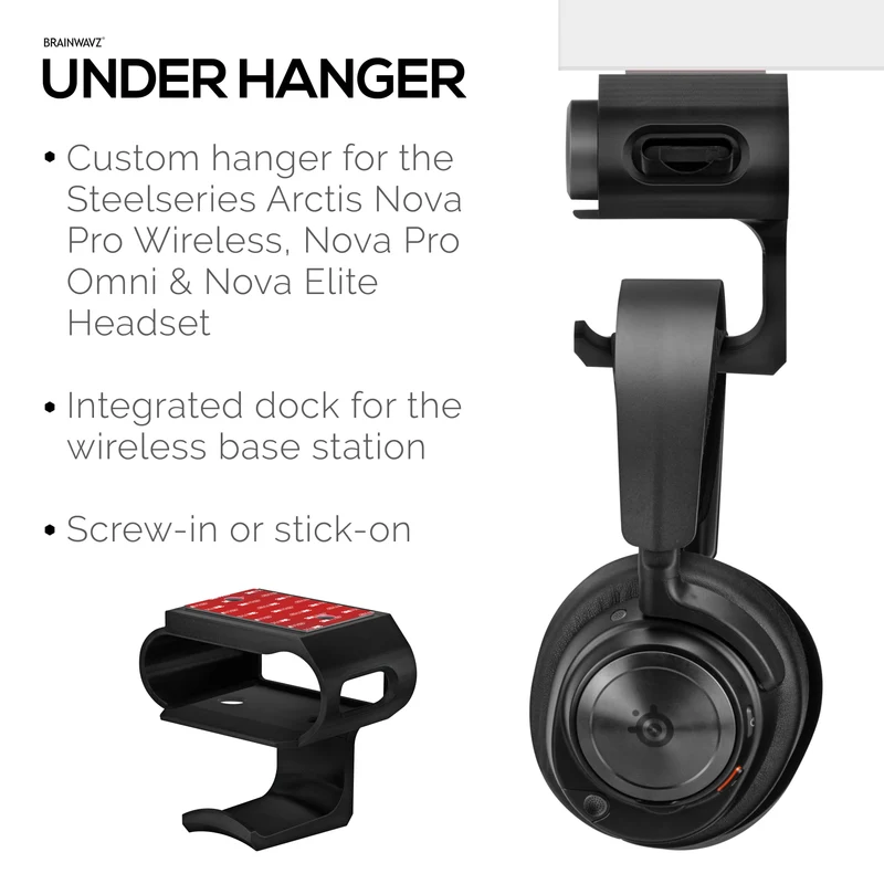 Supporto da scrivania per cuffie Steelseries Arctis Nova Pro Wireless, Nova Pro Omni e Nova Elite con dock per la stazione base wireless.