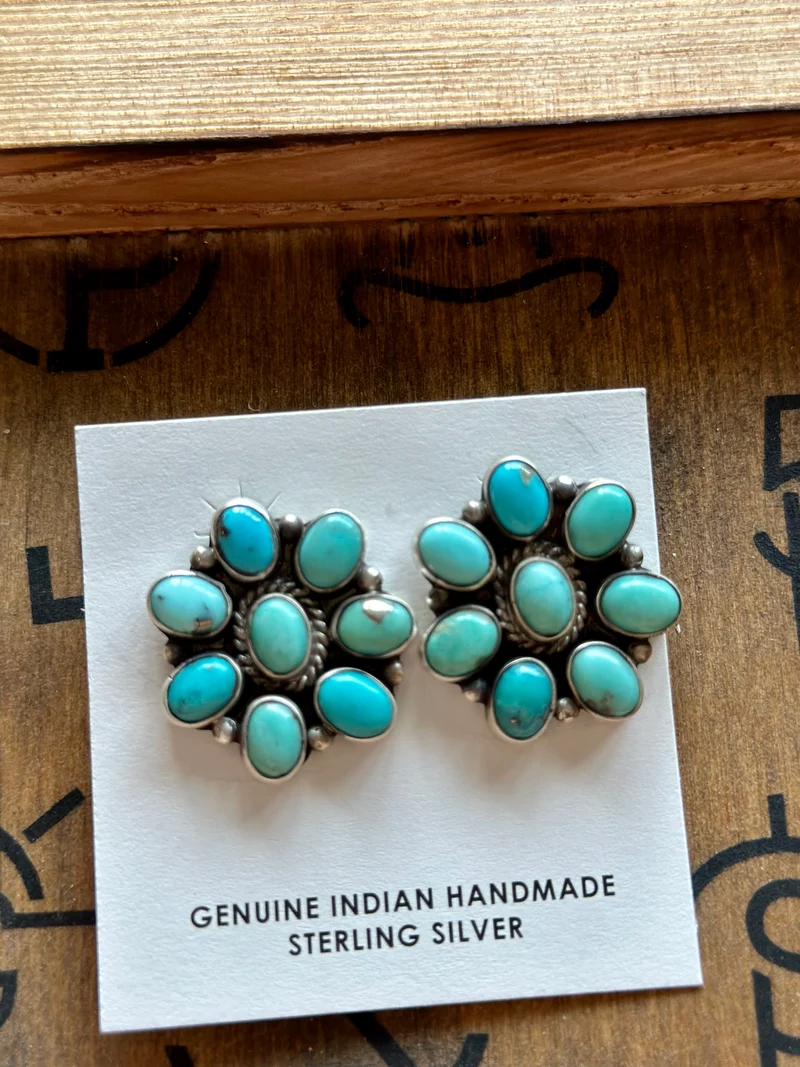 Kingman Turquoise Cluster Earrings