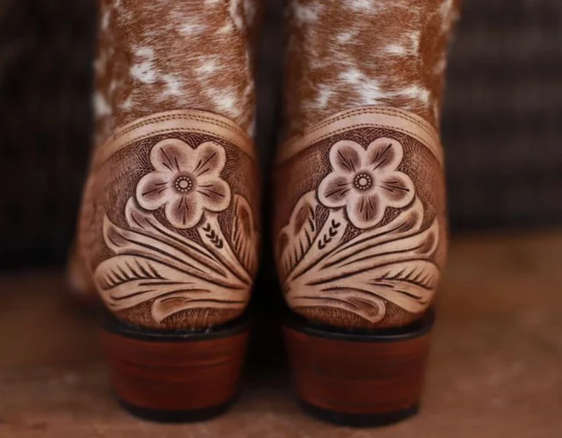 Tooled Leather & Cowhide Boots