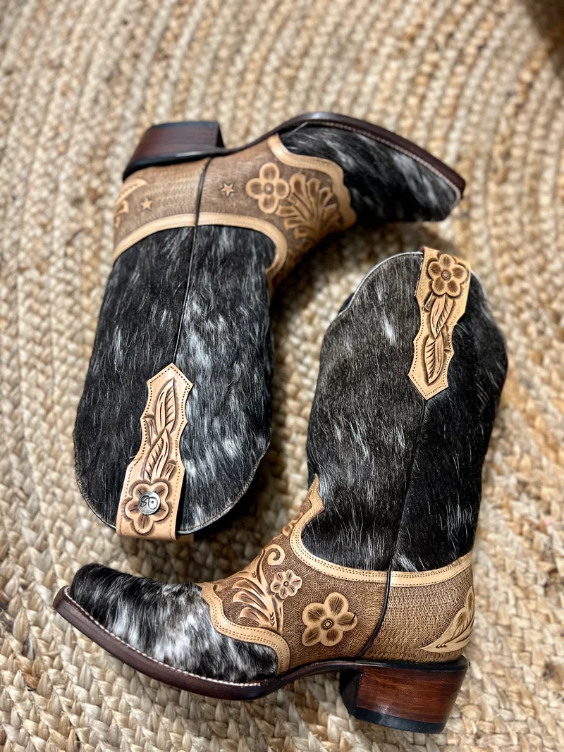 Tooled Leather & Cowhide Boots