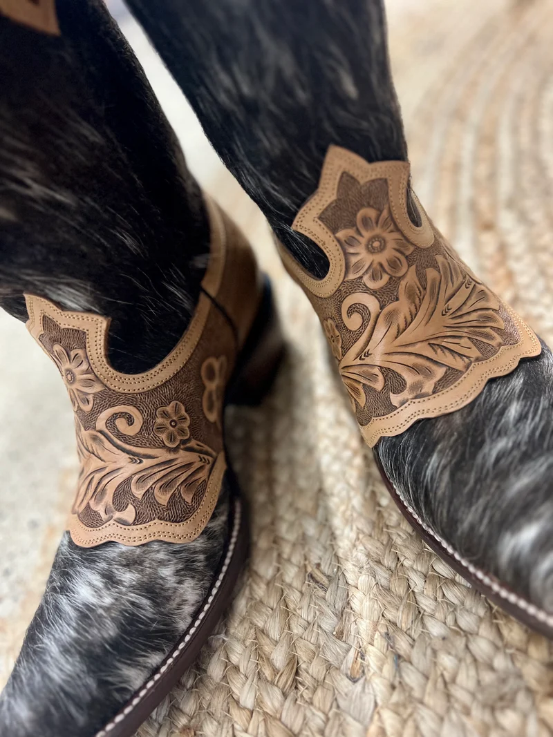 Tooled Leather & Cowhide Boots