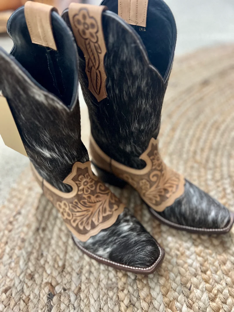 Tooled Leather & Cowhide Boots