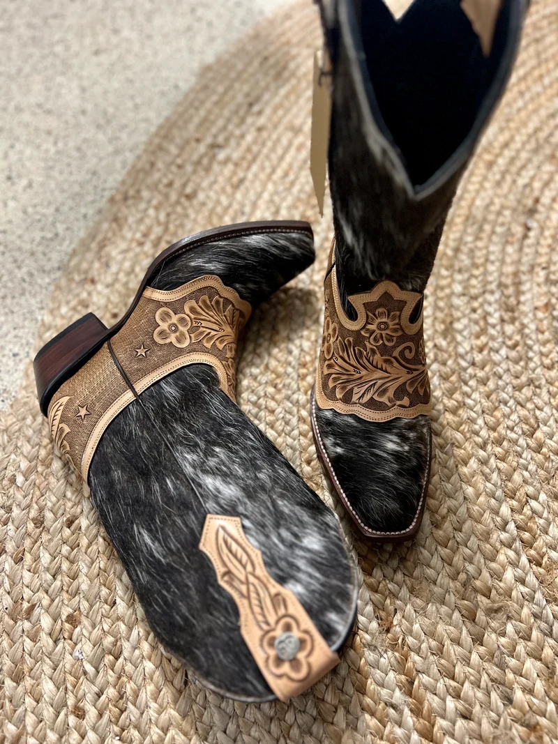 Tooled Leather & Cowhide Boots