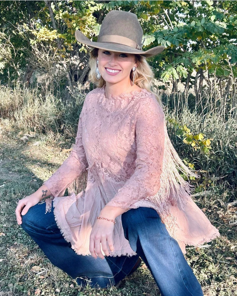 Lace Fringe Top - Mauve