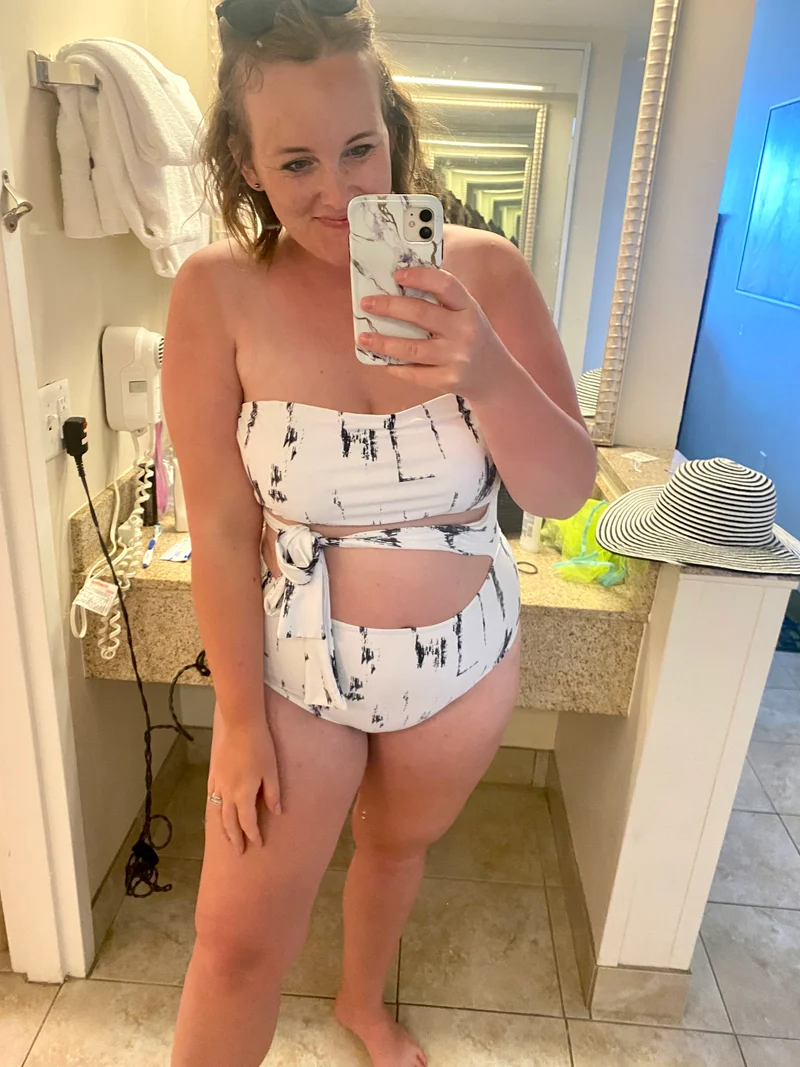 White/Black Marble Swimsuit