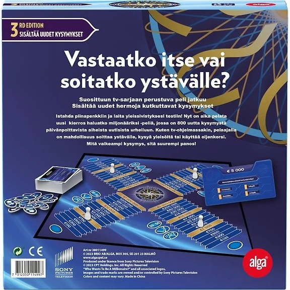 Alga Who Wants to Be a Millionaire board game, 3rd Edition (in Finnish)