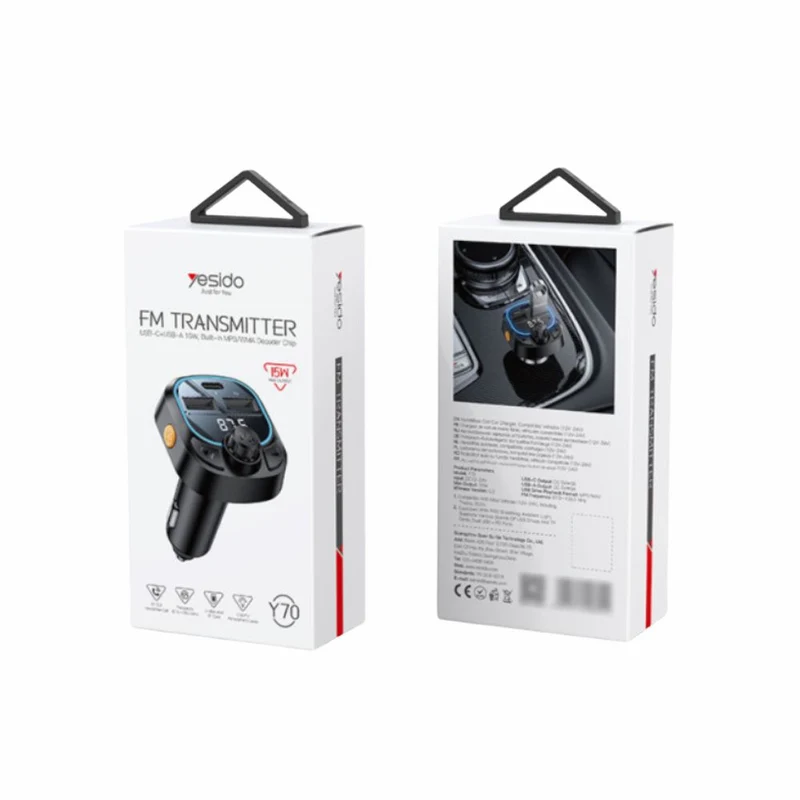 Yesido Y70 BT5.3 BT & FM Transmitter Car Charger