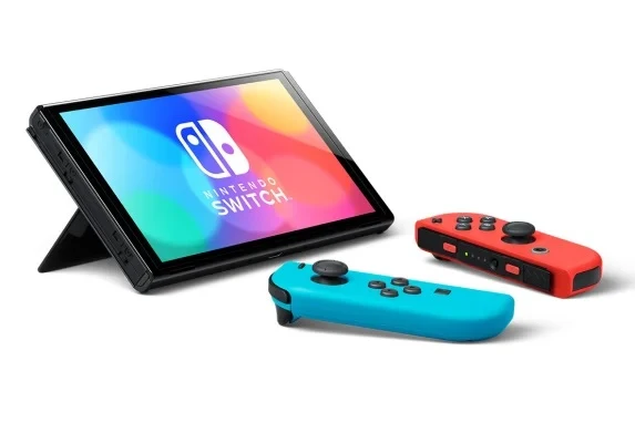 Nintendo Switch OLED Console, Neon Blue & Red