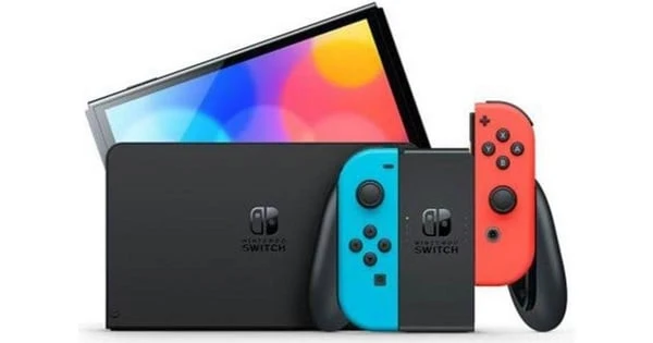 Nintendo Switch OLED Console, Neon Blue & Red