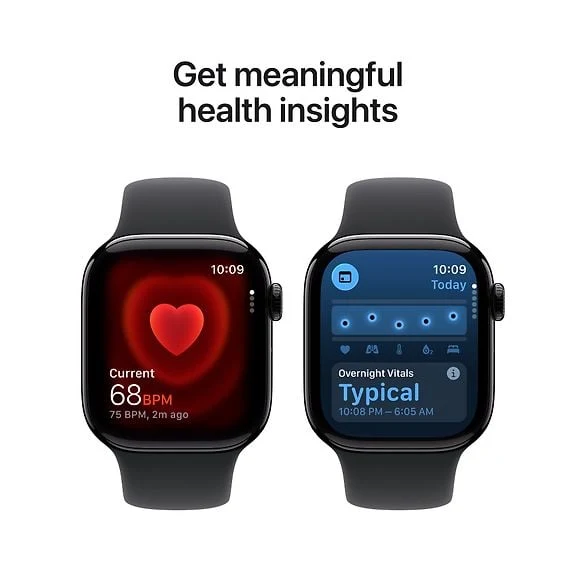 Apple Watch Series 11 (GPS, 42mm) Black Alum Case and Black Sport Band, S/M