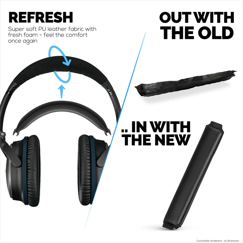 Archetto di ricambio per cuffie Bose QuietComfort QC25, QC35, QC35II e QC35II - Morbida pelle PU e schiuma