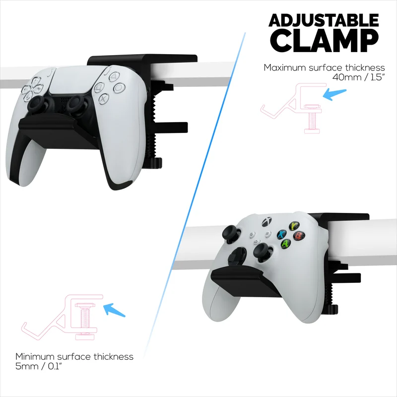 Supporto per controller di gioco da scrivania con morsetto regolabile - Design universale per XBOX, PS5, PS4, PC, Steelseries, Steam