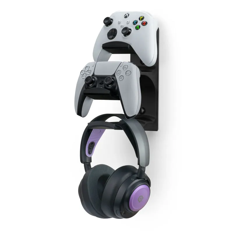 The Behemoth - Supporto per montaggio a parete con doppio controller di gioco e supporto per cuffie - Progettato per tutti i gamepad e le cuffie