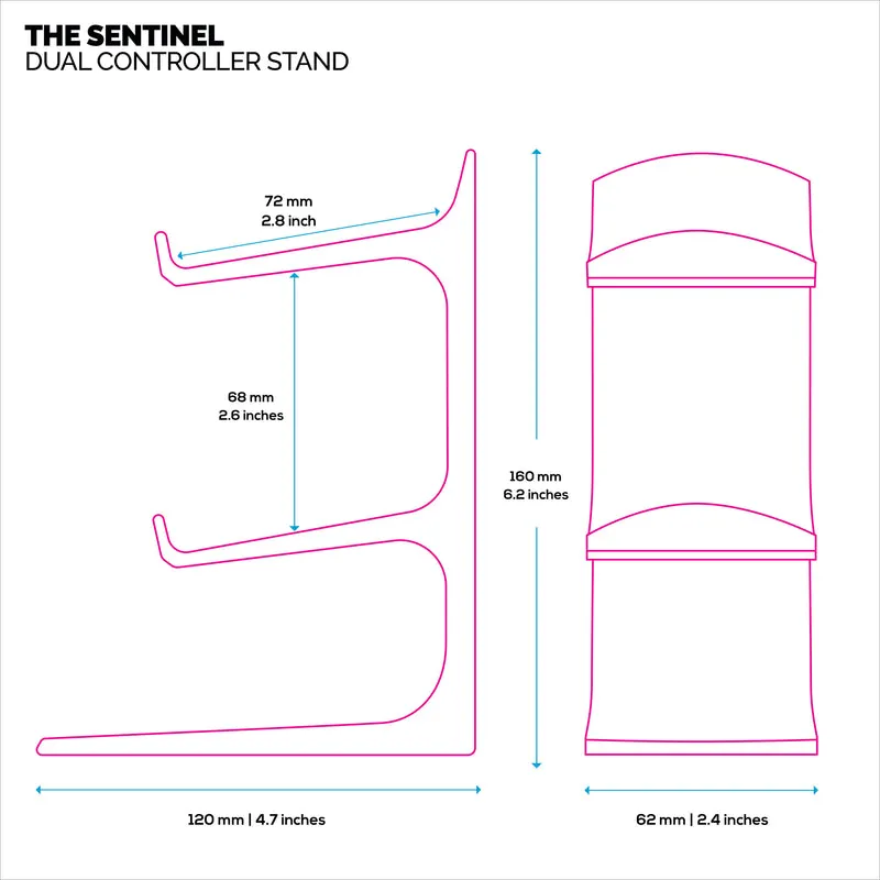 The Sentinel - Supporto per controller di gioco doppio per scrivania, design universale per tutti i gamepad