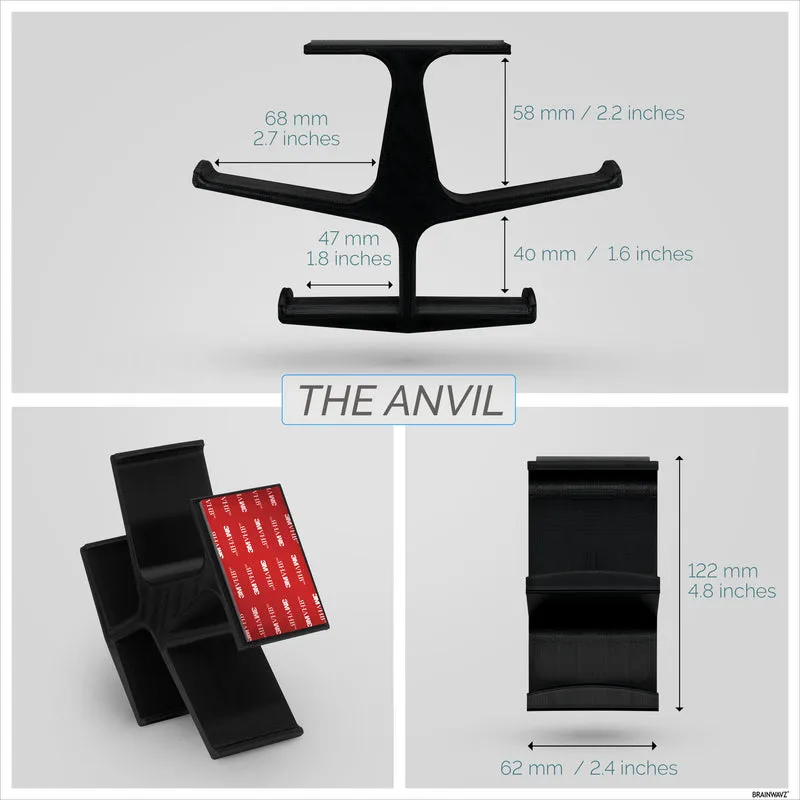The Anvil - Doppio controller sotto la scrivania e doppio gancio per cuffie - Montaggio adesivo, facile da installare, senza viti