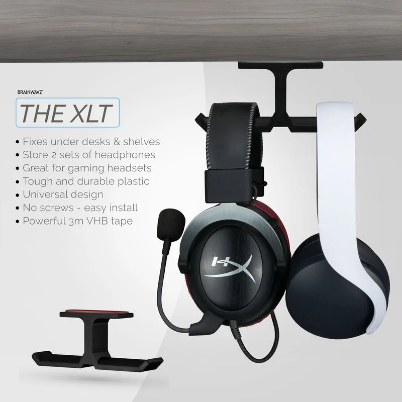 XLT - Supporto per doppio supporto per cuffie sotto la scrivania