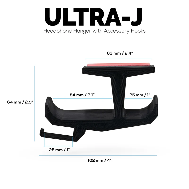 Ultra-J: supporto per gancio per cuffie sotto la scrivania con gancio per cavo