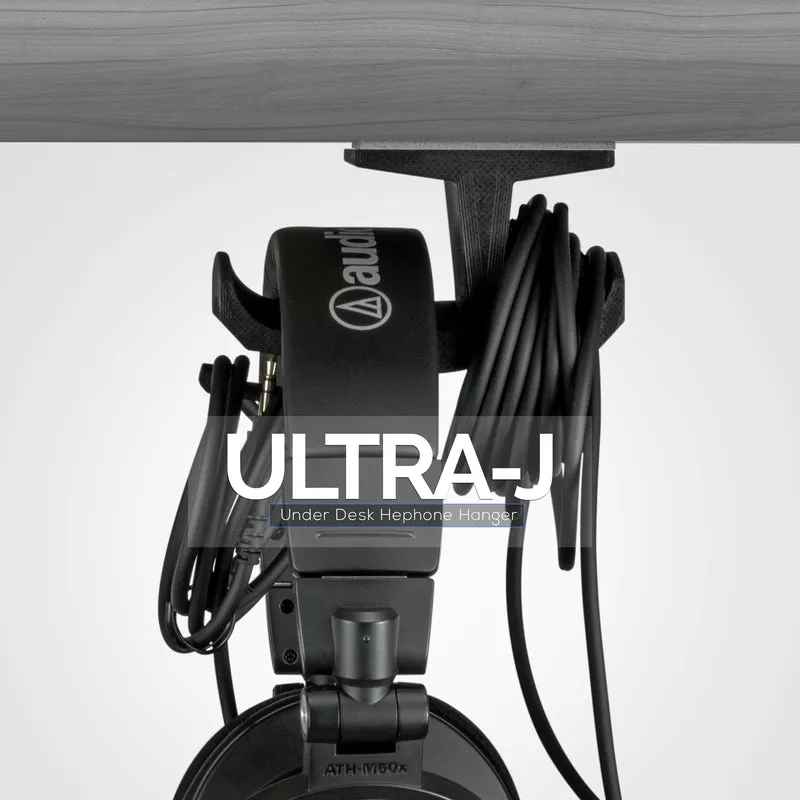 Ultra-J: supporto per gancio per cuffie sotto la scrivania con gancio per cavo