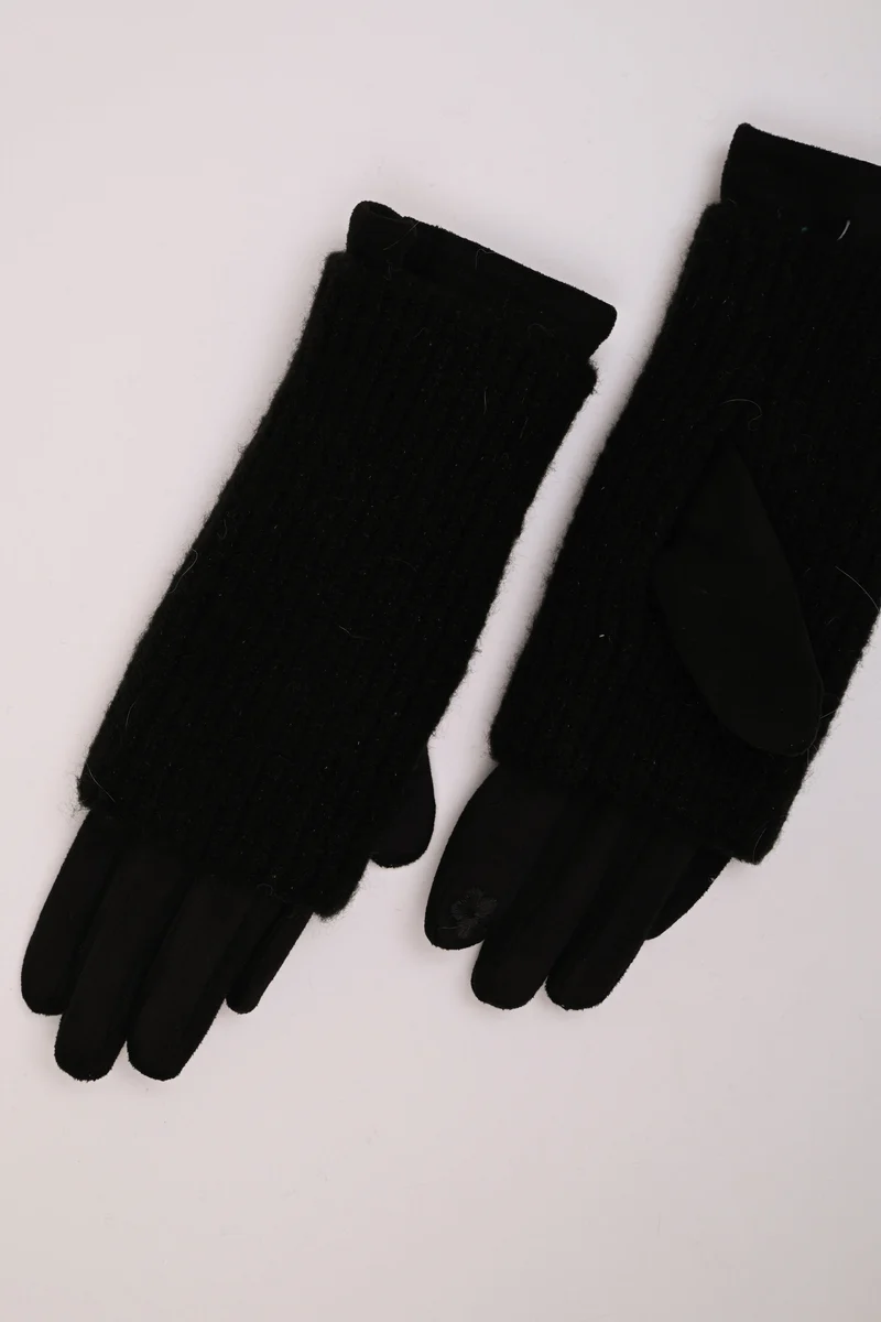 Guanti con manicotti in maglia lurex
