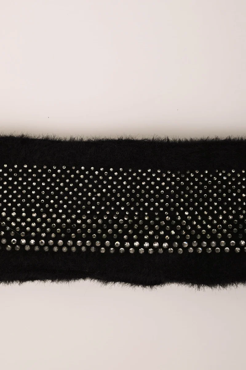 Fascia in maglia con strass