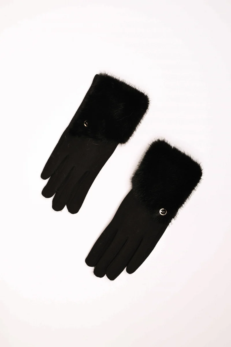 Guanti con polsini in faux fur
